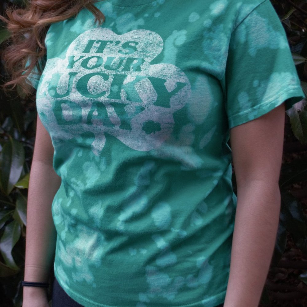 It's Your Lucky Day Green Bleach Dye T-shirt